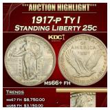 1917-p Ty I Standing Liberty Quarter 25c ms66+ fh