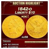 1842-o Gold Liberty Eagle $10 au58 SEGS