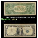 1957A $1 Blue Seal Silver Certificate Grades vf+