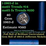 BU Shotgun Jefferson 5c roll, 1963-d 40 pcs Bank $