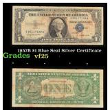1957B $1 Blue Seal Silver Certificate Grades vf+