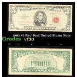1963 $5 Red Seal United States Note Grades vf++