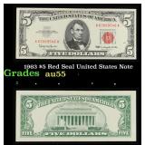 1963 $5 Red Seal United States Note Grades Choice
