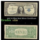 1957 $1 Blue Seal Silver Certificate Grades vf++