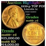 *Highlight* 1939-p Lincoln Cent TOP POP! 1c ms68+