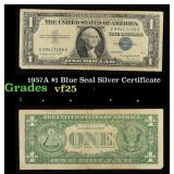 1957A $1 Blue Seal Silver Certificate Grades vf+