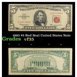 1963 $5 Red Seal United States Note Grades vf++