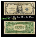 1935A $1 Blue Seal Silver Certificate Grades vf+