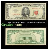 1963 $5 Red Seal United States Note Grades vf++