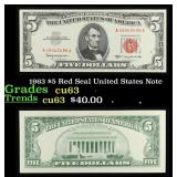1963 $5 Red Seal United States Note Grades Select