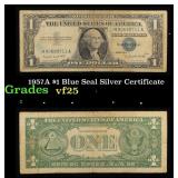 1957A $1 Blue Seal Silver Certificate Grades vf+