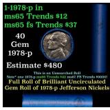 BU Shotgun Jefferson 5c roll, 1978-p 40 pcs Bank $