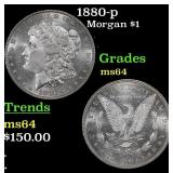 1880-p Morgan Dollar $1 Grades ms64