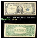 1957 $1 Blue Seal Silver Certificate Grades vf++