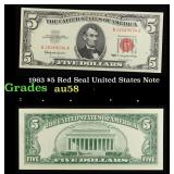 1963 $5 Red Seal United States Note Grades Choice