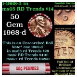 BU Shotgun Lincoln 1c roll, 1968-d 50 pcs Bank Wra