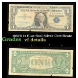 1957B $1 Blue Seal Silver Certificate Grades vf de