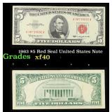 1963 $5 Red Seal United States Note Grades xf
