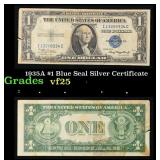 1935A $1 Blue Seal Silver Certificate Grades vf+