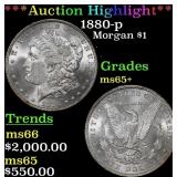 *Highlight* 1880-p Morgan Dollar $1 ms65+ SEGS (fc