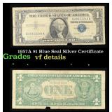 1957A $1 Blue Seal Silver Certificate Grades vf de