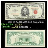 1963 $5 Red Seal United States Note Grades Select