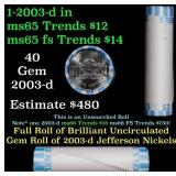 BU Shotgun Jefferson 5c roll, 2003-d 40 pcs Bank $