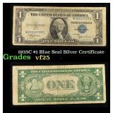 1935C $1 Blue Seal Silver Certificate Grades vf+