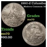 1992-d Columbus Modern Commem Half Dollar 50c ms70
