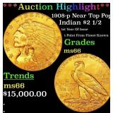 *Highlight* 1908-p Gold Indian Quarter Eagle Near