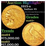 *Highlight* 1915-s Gold Indian Half Eagle $5 ms63+