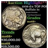 *Highlight* 1938-d/s Buffalo Nickel TOP POP! 5c ms
