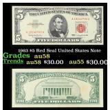 1963 $5 Red Seal United States Note Grades Choice