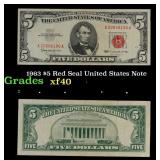 1963 $5 Red Seal United States Note Grades xf
