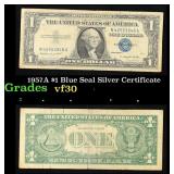 1957A $1 Blue Seal Silver Certificate Grades vf++