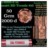 BU Shotgun Lincoln 1c roll, 2000-d 50 pcs Bank Wra