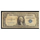 1935G No Motto $1 Blue Seal Silver Certificate Gra