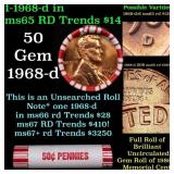 BU Shotgun Lincoln 1c roll, 1968-d 50 pcs Bank Wra