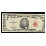 1963 $5 Red Seal United States Note Grades vf++