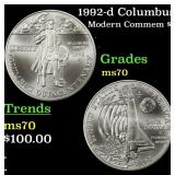 1992-d Columbus Modern Commem Dollar $1 ms70 SEGS