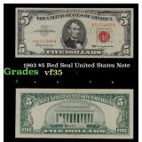 1963 $5 Red Seal United States Note Grades vf++