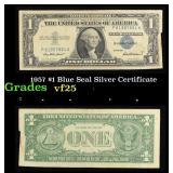 1957 $1 Blue Seal Silver Certificate Grades vf+