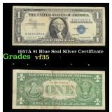 1957A $1 Blue Seal Silver Certificate Grades vf++