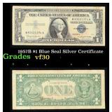 1957B $1 Blue Seal Silver Certificate Grades vf++