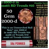 BU Shotgun Lincoln 1c roll, 2000-d 50 pcs Bank Wra