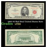 1963 $5 Red Seal United States Note Grades vf++