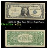 1957A $1 Blue Seal Silver Certificate Grades vf+