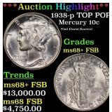 *Highlight* 1938-p Mercury Dime TOP POP! 10c ms68+
