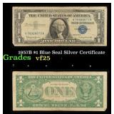 1957B $1 Blue Seal Silver Certificate Grades vf+