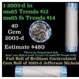 BU Shotgun Jefferson 5c roll, 2003-d 40 pcs Bank $